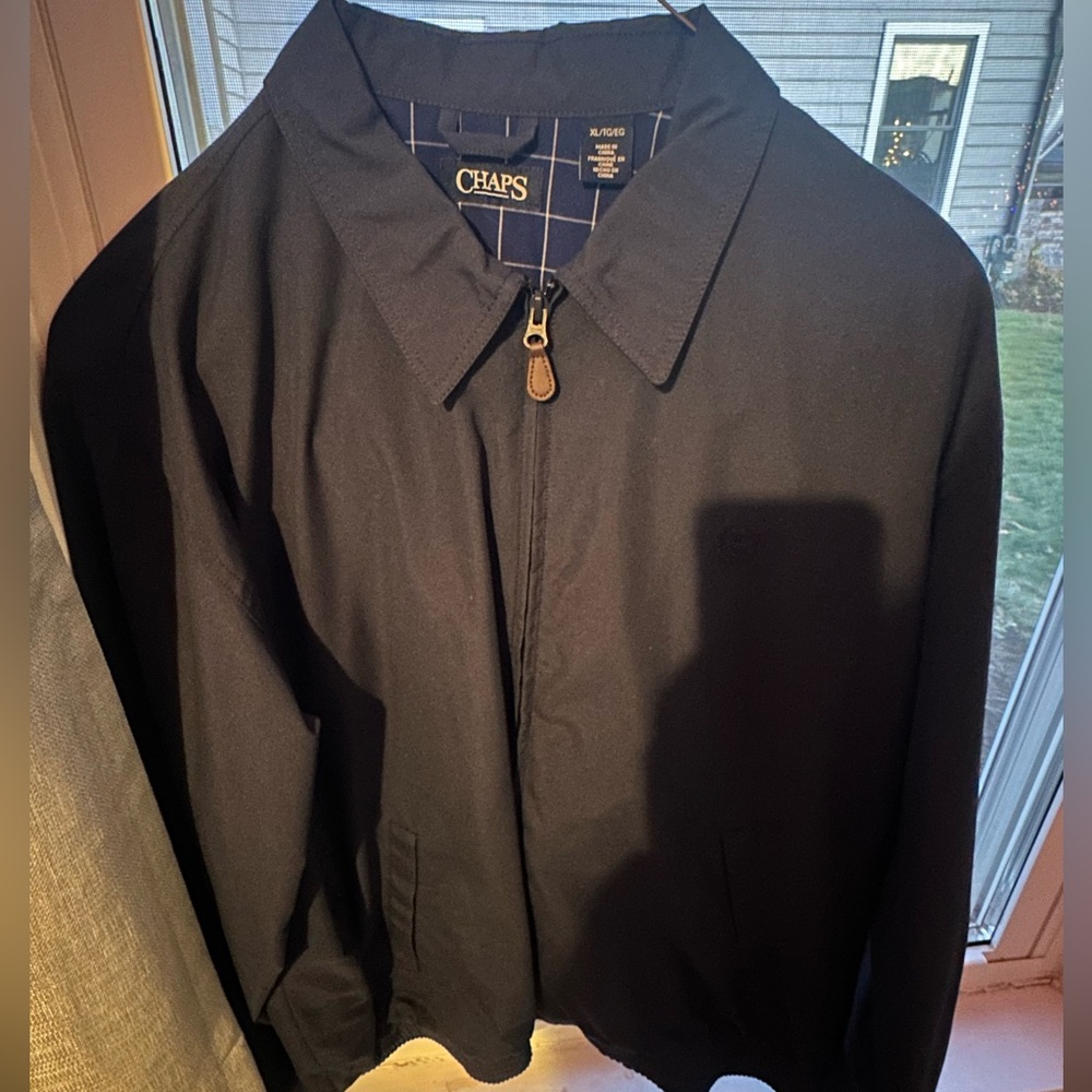Men’s Chaps Navy Blue Jacket with Checkered Lining